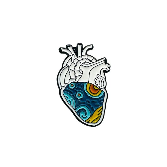 🤩Anatomical Heart Shaped Pin Badges Vangoh Starry Night Gift Enamel Brooch🤩 - Picture 4 of 6